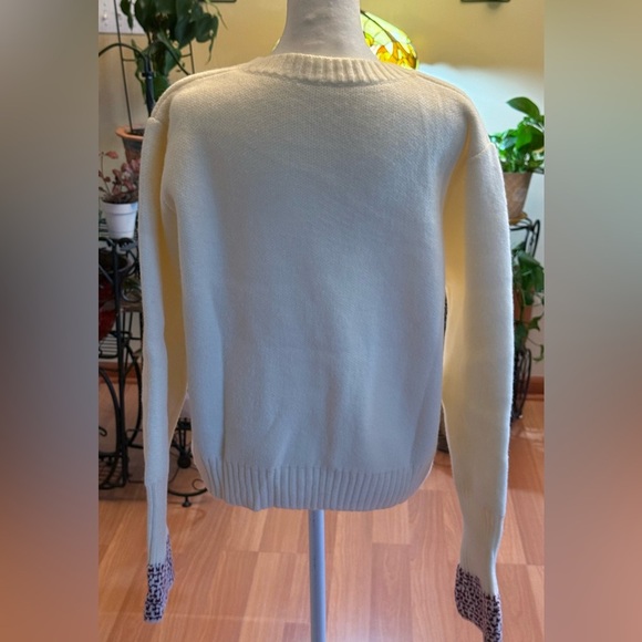 NWOT Women’s Winter White Cable Cardigan W Red Buttons Long Accent Sleeves Sz XL - Picture 14 of 14